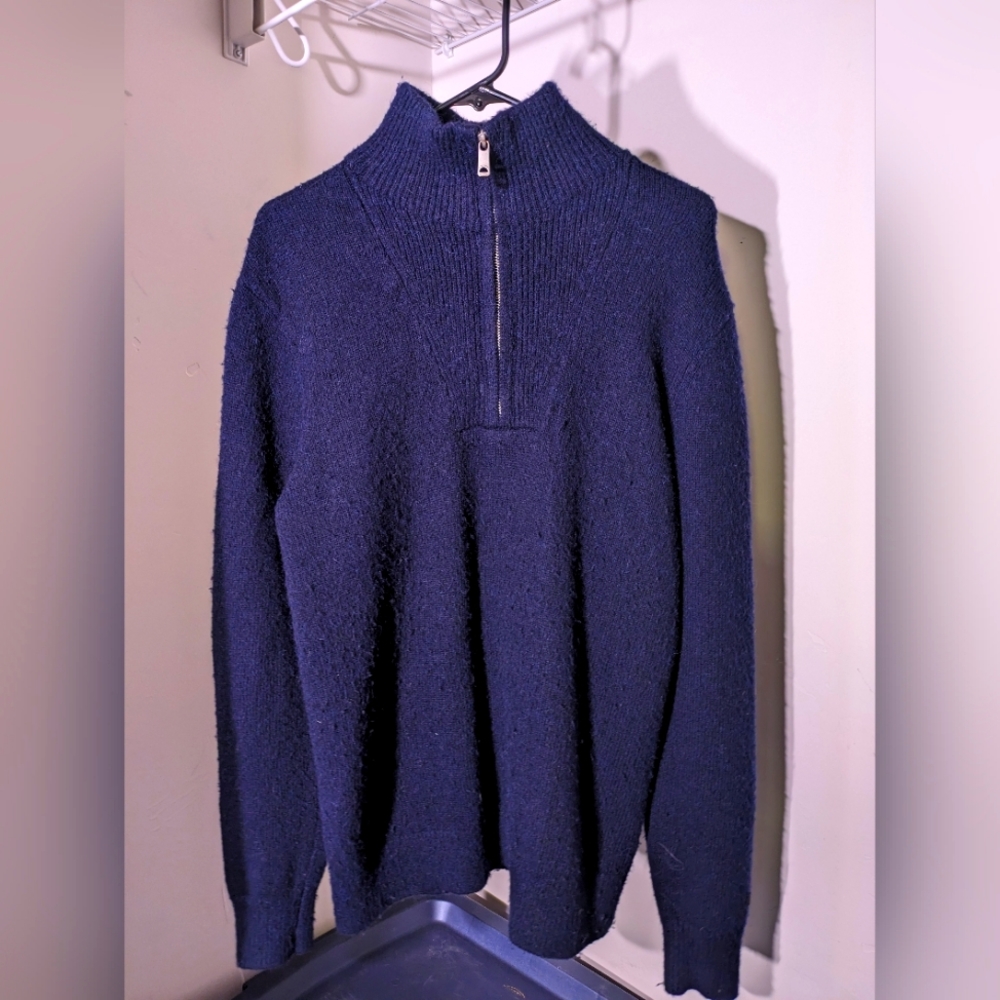Scotch & Soda Wool Sweater- Navy 1/4 Zip.